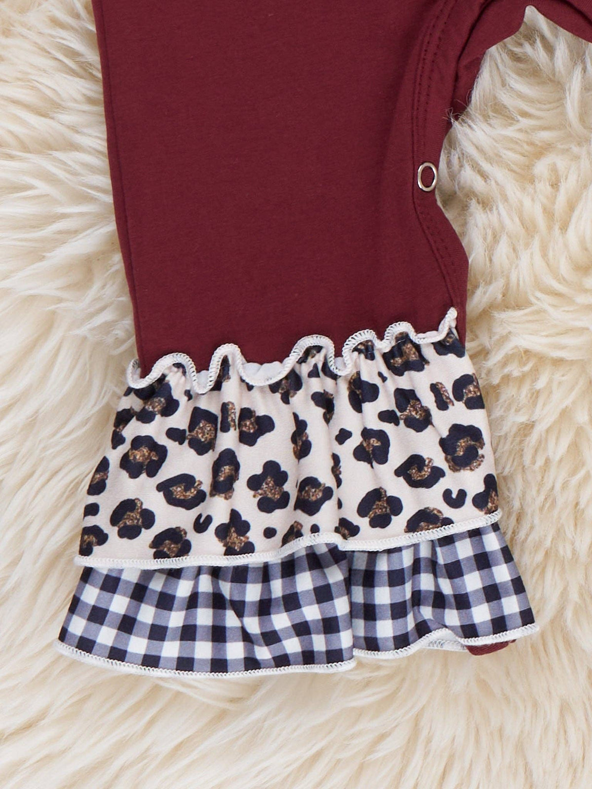 Leopard Dot Pumpkin Embroidered Ruffle Romper