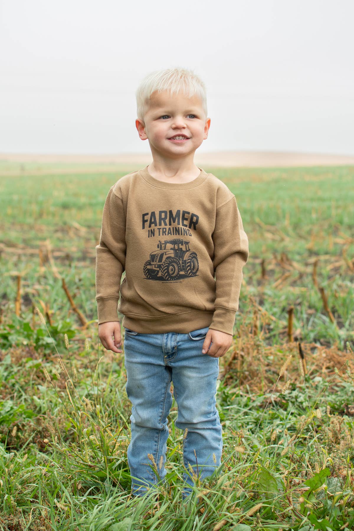 'Farmer in Training’ Toddler Brown Crewneck