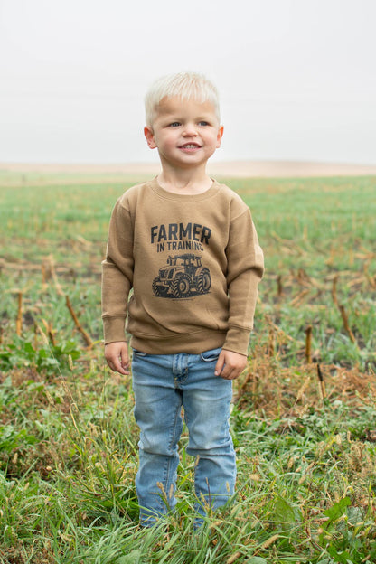 'Farmer in Training’ Toddler Brown Crewneck