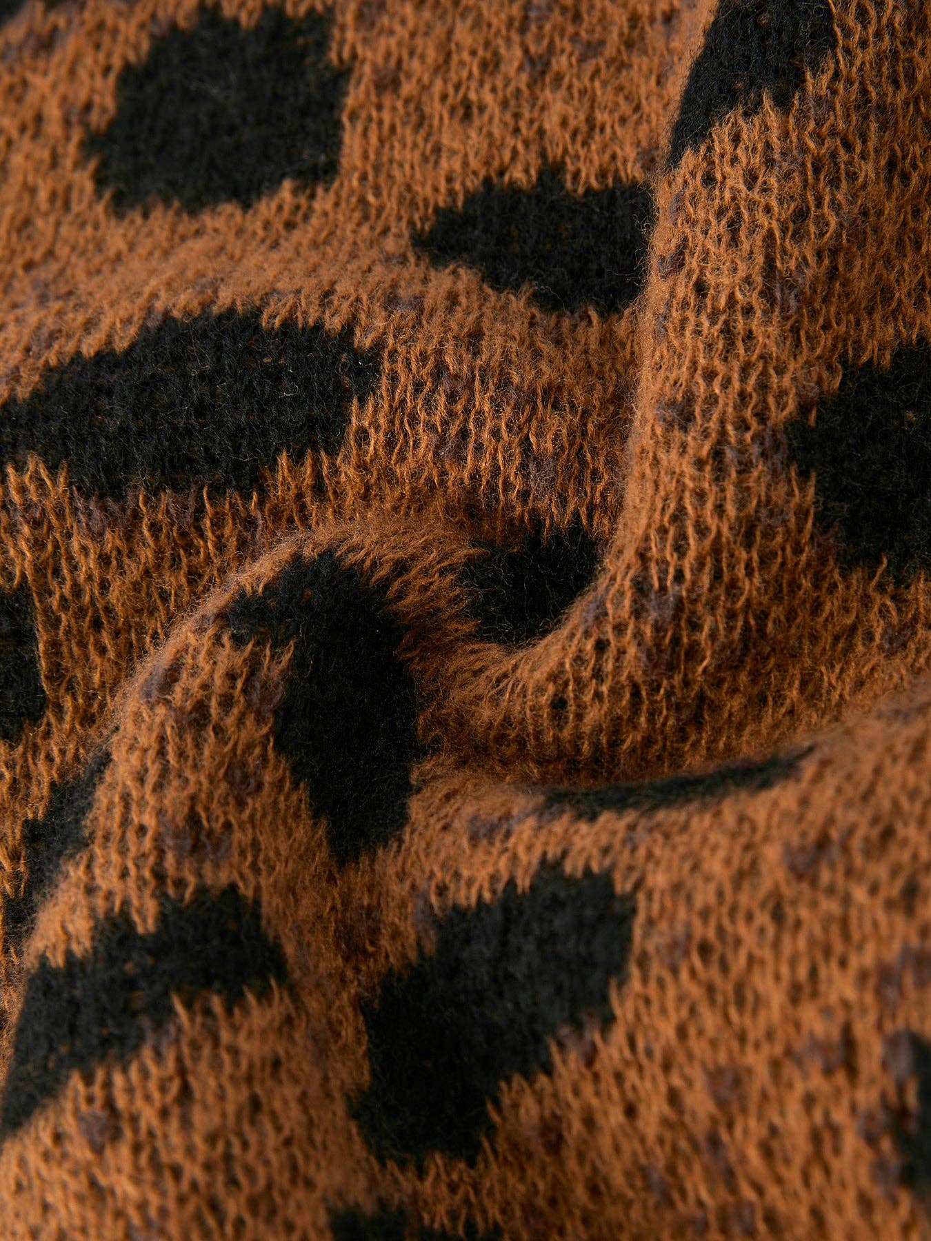 Leopard Sweater Cardigan with Black Ribbon Bows