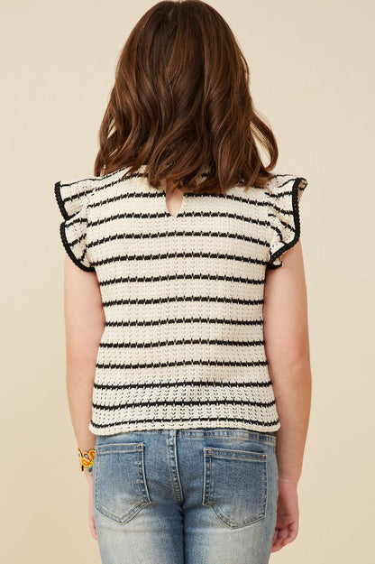 Stripe Flutter Sleeve Top