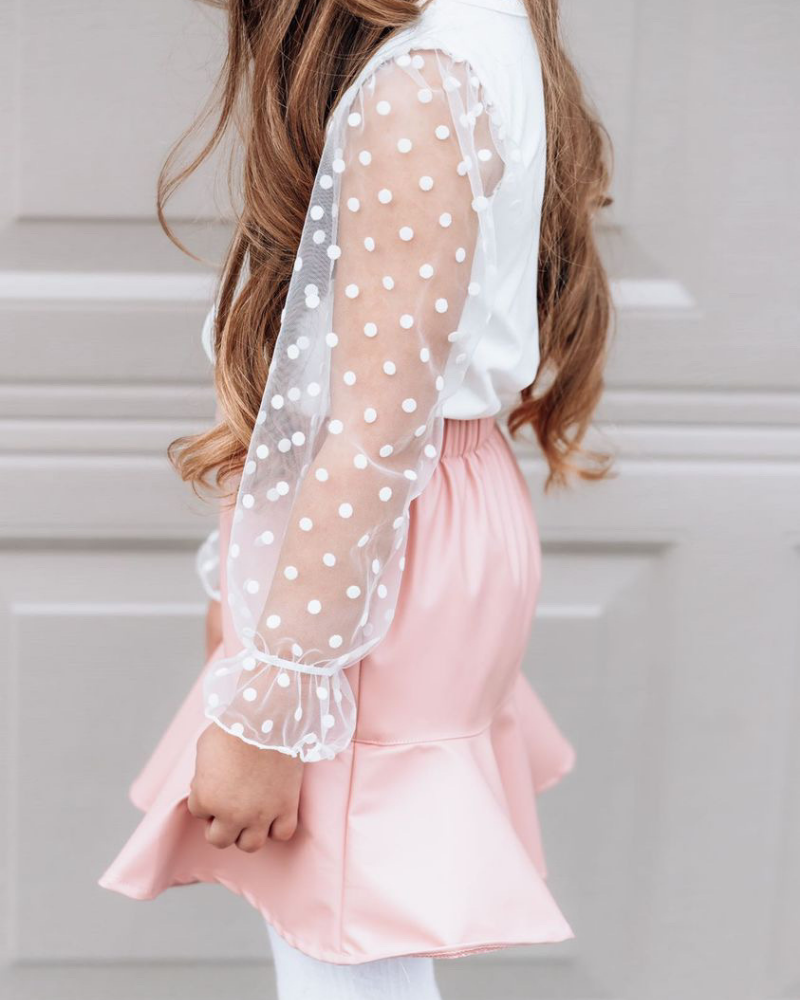 Sheer Dot Sleeve Top - White