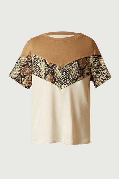 Smithsonian Snake Paneled Color Block Knit Top