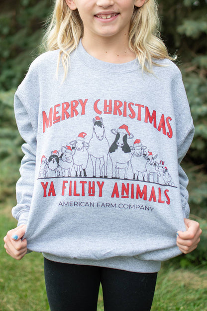 Merry Christmas Ya Filthy Animals Crew Toddler/Youth Crewneck