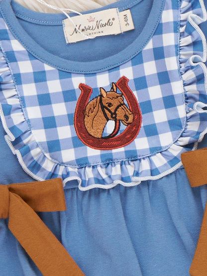Lucky Horse Embroidered Ruffle Romper