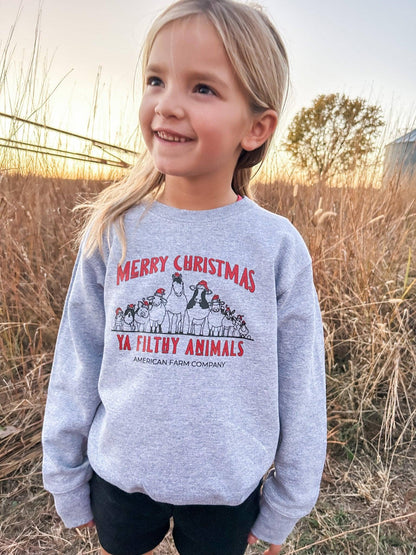 Merry Christmas Ya Filthy Animals Crew Toddler/Youth Crewneck