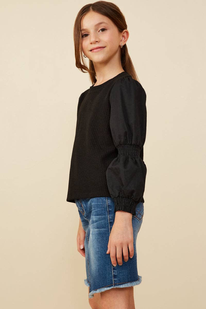 Girls Peasant Sleeve Knit Top