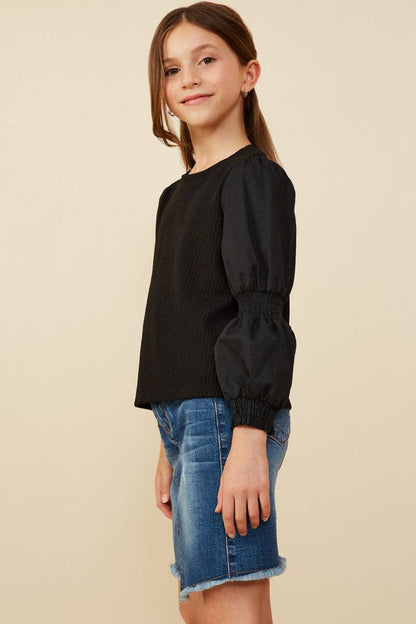 Girls Peasant Sleeve Knit Top