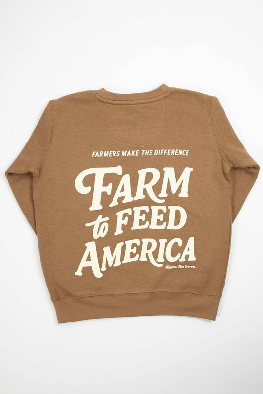 Western 'Farm to Feed America’ Brown Youth Crewneck