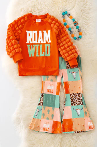 Roam Wild Puff Sleeve- Bell Bottom Set