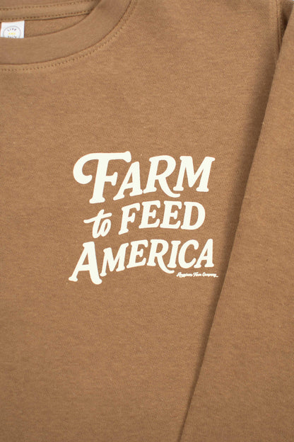 Western 'Farm to Feed America’ Brown Youth Crewneck