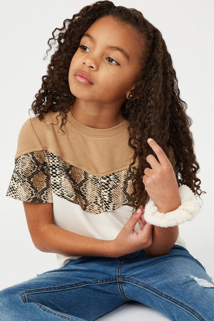 Smithsonian Snake Paneled Color Block Knit Top