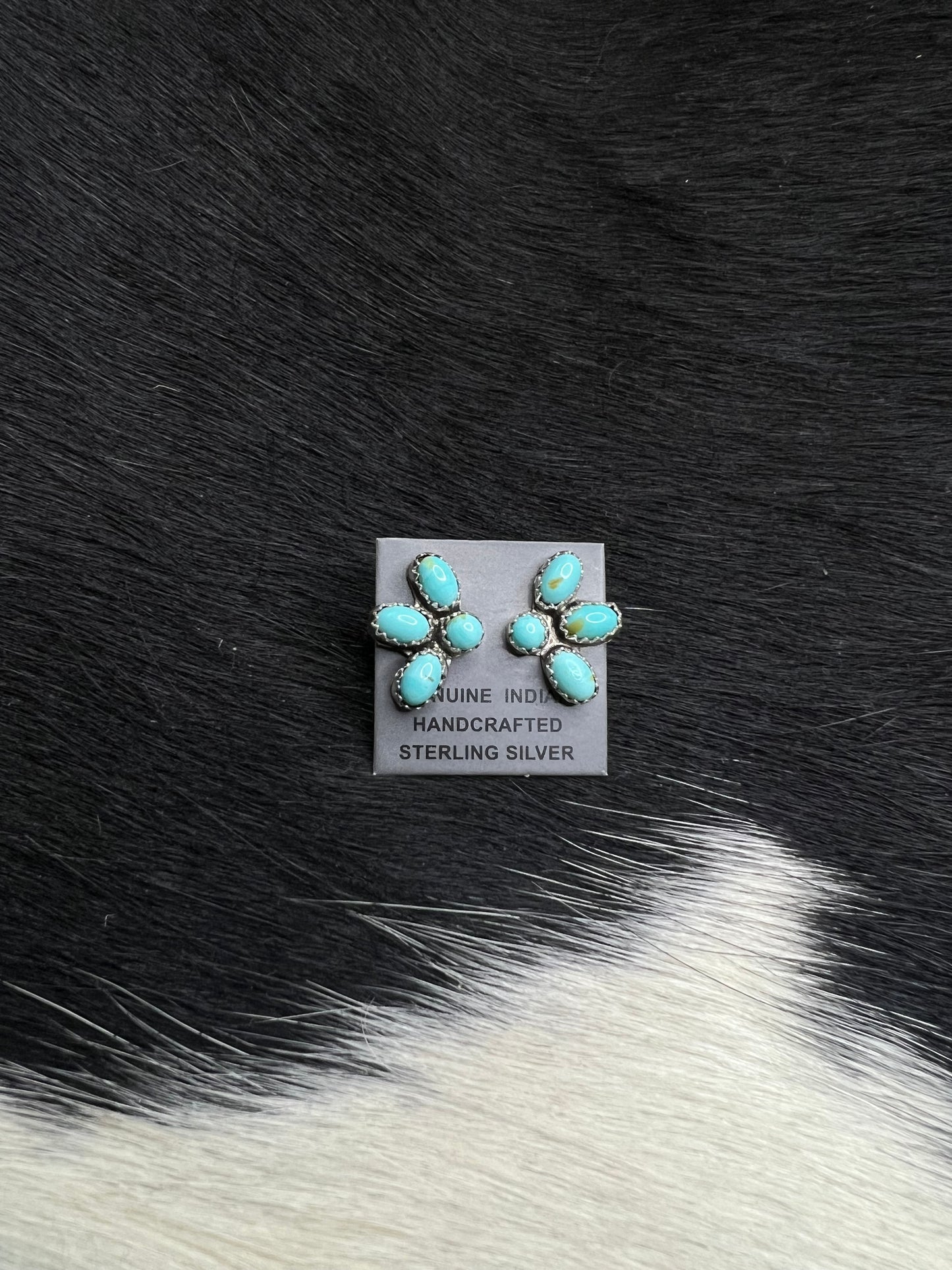 Sterling Silver Turquoise Half Cluster Earrings
