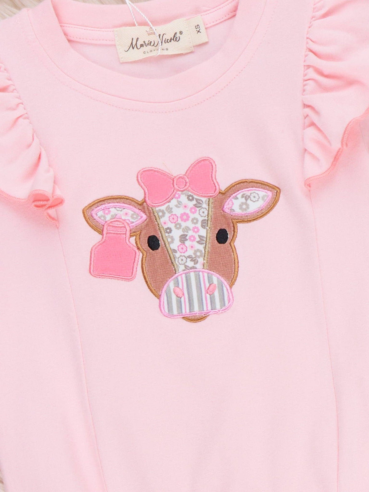 Floral Cow Ruffle Bell Bottom Outfit