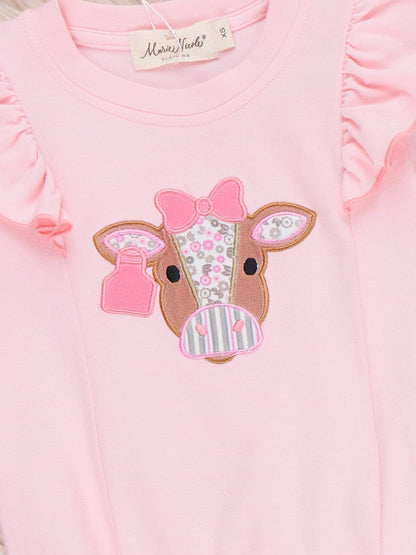 Floral Cow Ruffle Bell Bottom Outfit