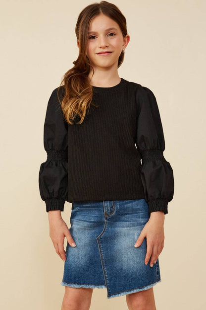 Girls Peasant Sleeve Knit Top