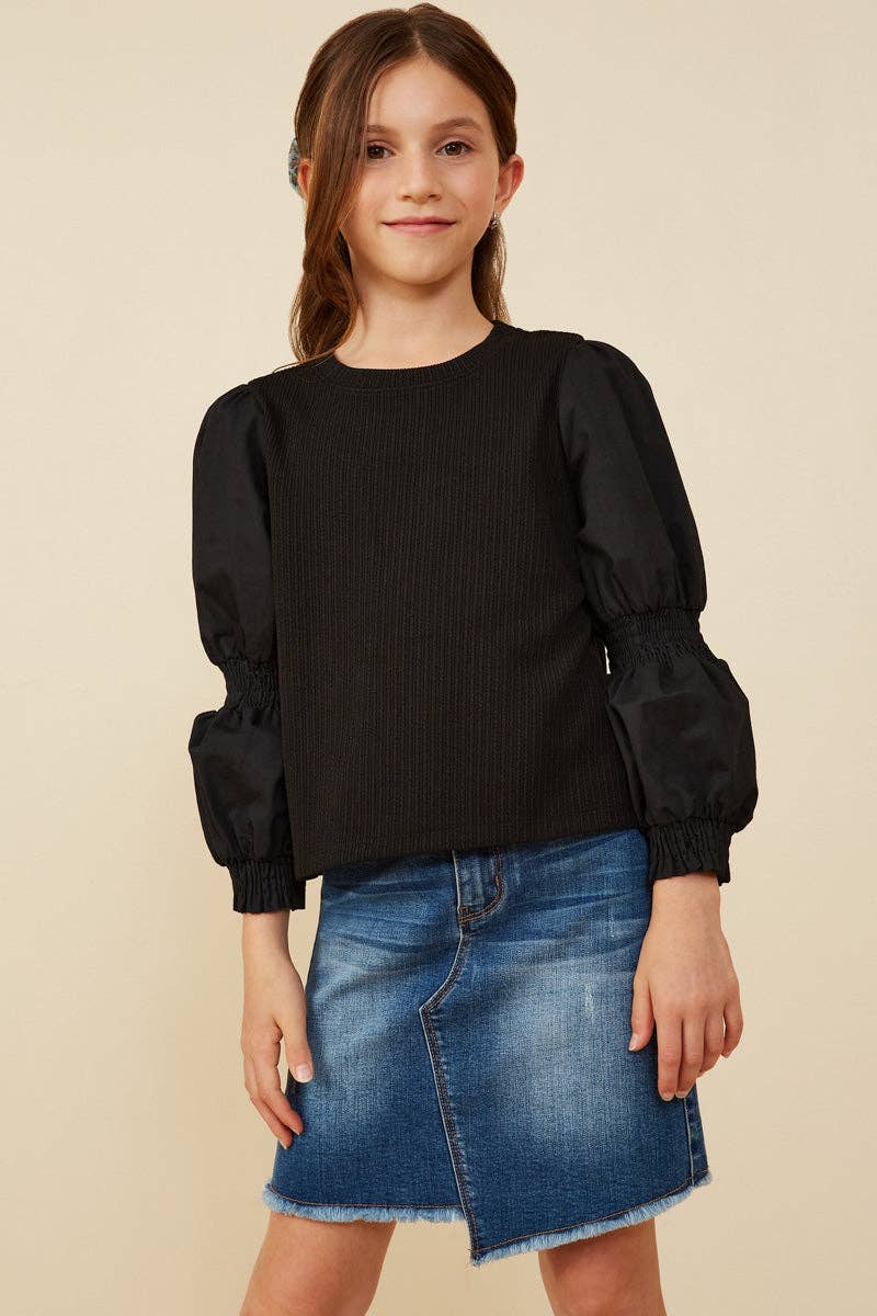 Girls Peasant Sleeve Knit Top