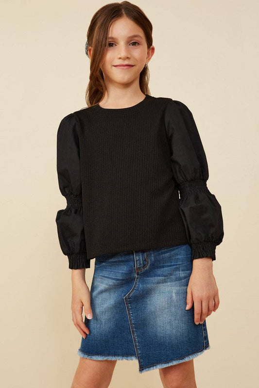 Girls Peasant Sleeve Knit Top