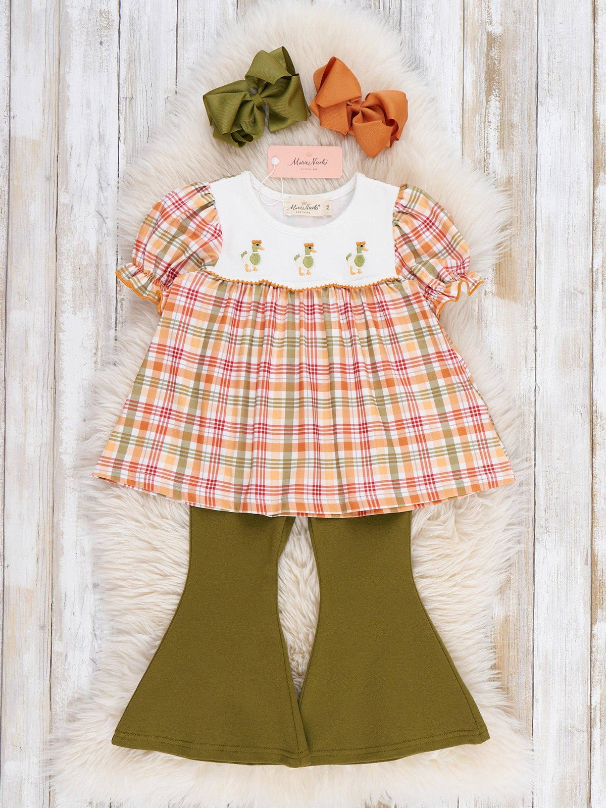 Mallard Duck Embroidered Bell-Bottom Set