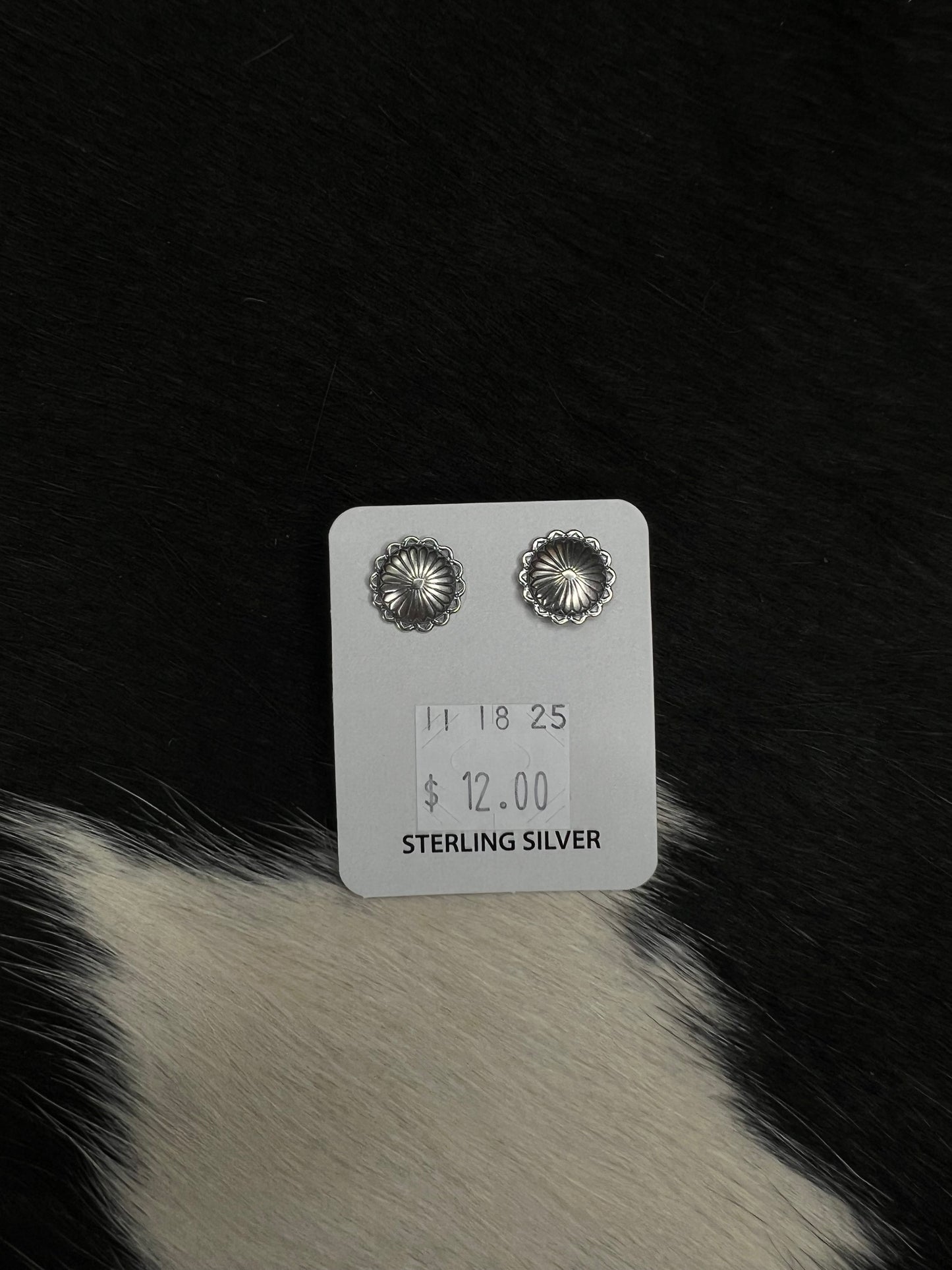 Sterling Silver Round Concho Earring