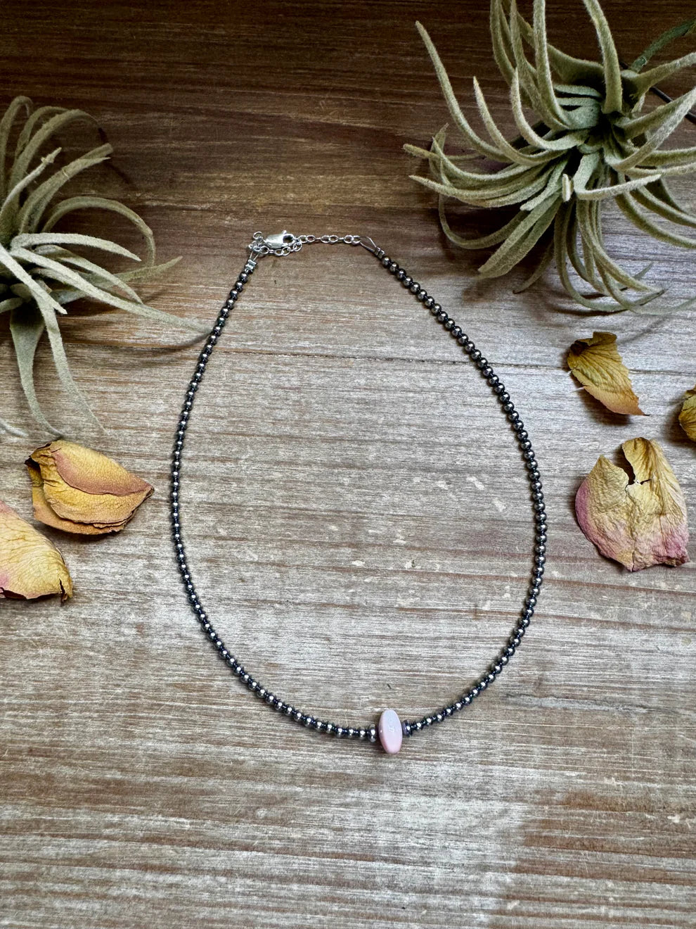 Pink Conch with Sterling Silver Pearls - 14.5"+ extender