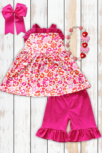 Pink Leopard Tunic and Shorts Set