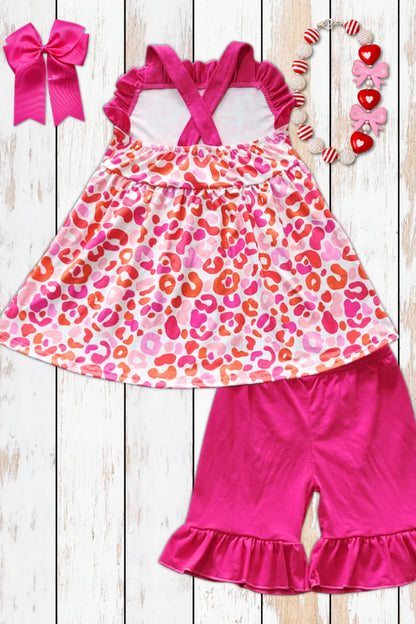 Pink Leopard Tunic and Shorts Set