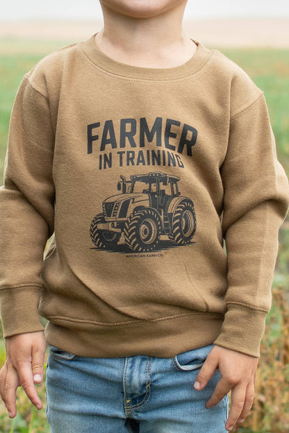 'Farmer in Training’ Toddler Brown Crewneck