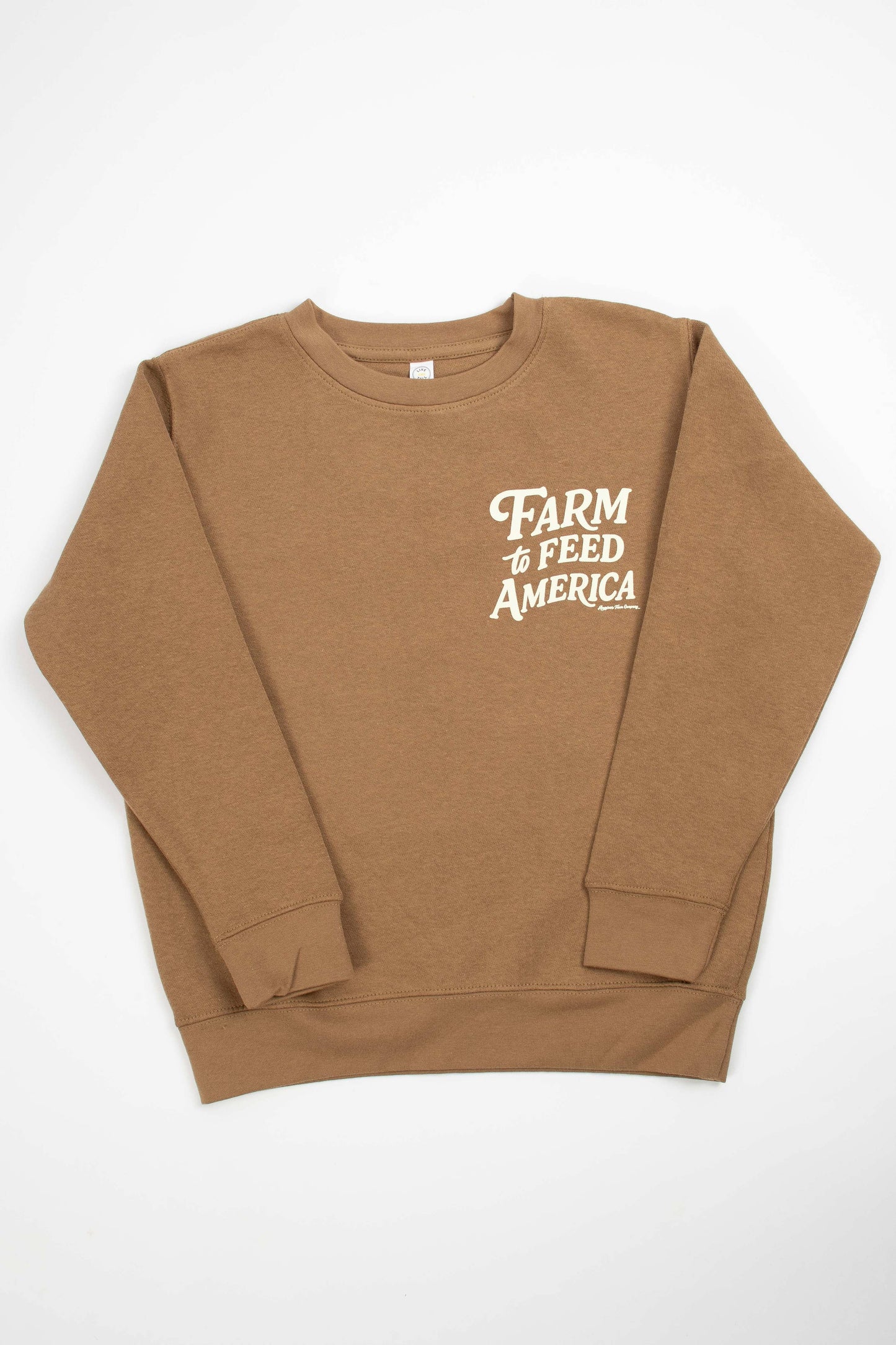 Western 'Farm to Feed America’ Brown Youth Crewneck