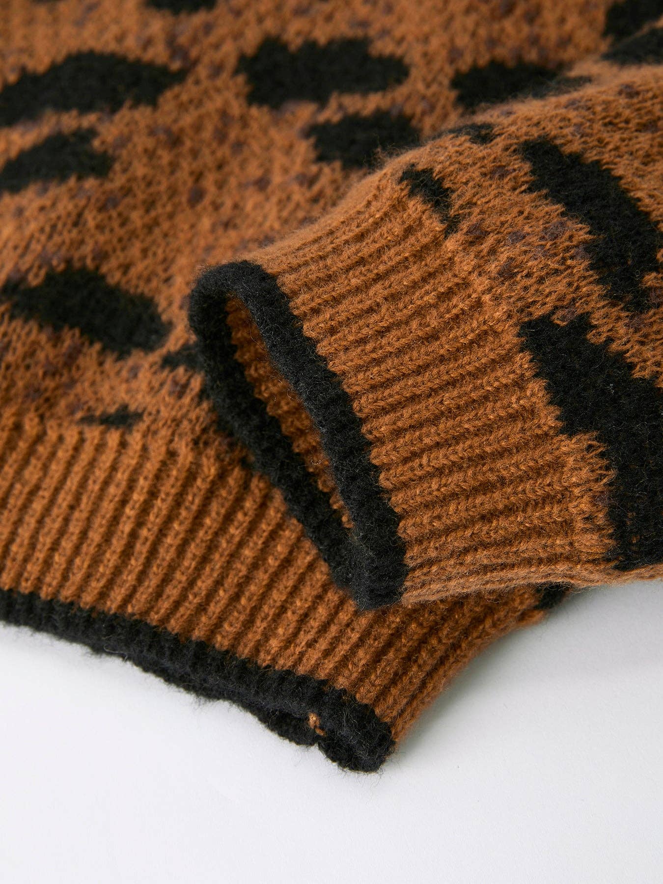 Leopard Sweater Cardigan with Black Ribbon Bows