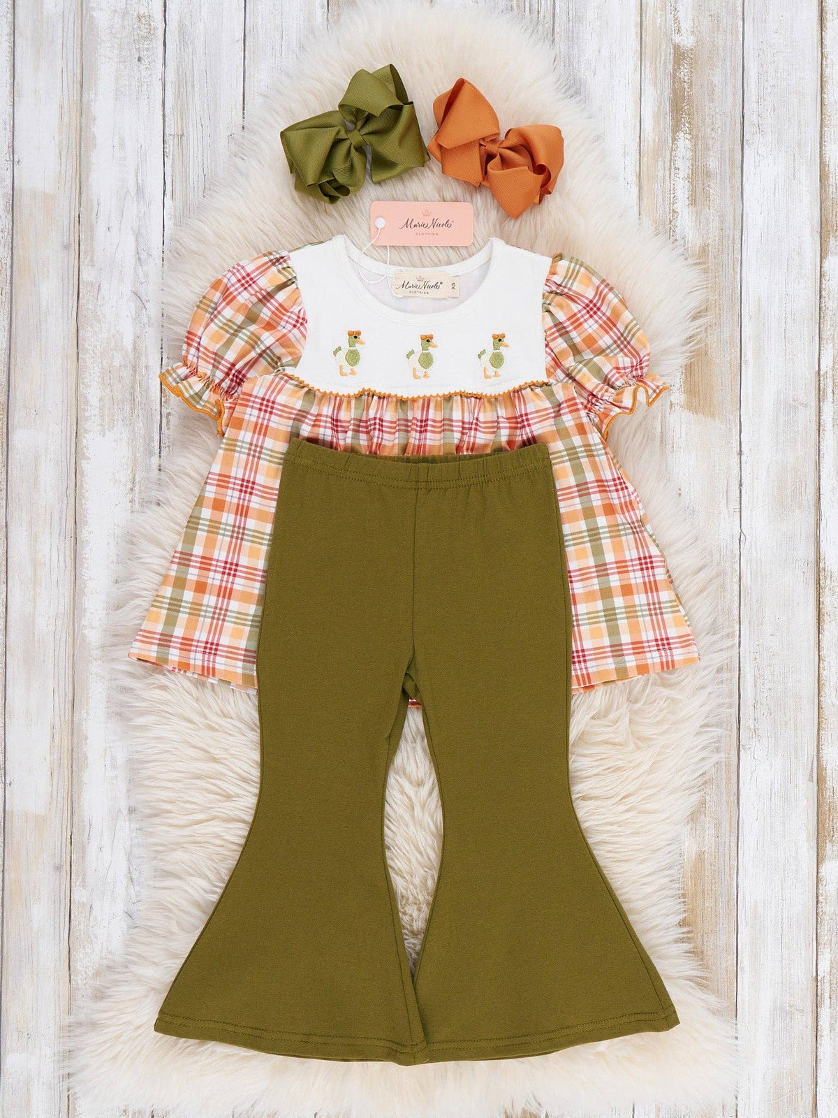 Mallard Duck Embroidered Bell-Bottom Set