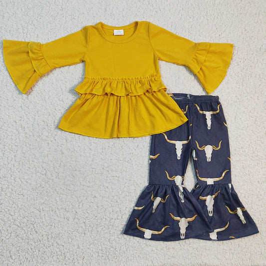 Mustard Tunic and Cow Skulls- Bell Bottom Set